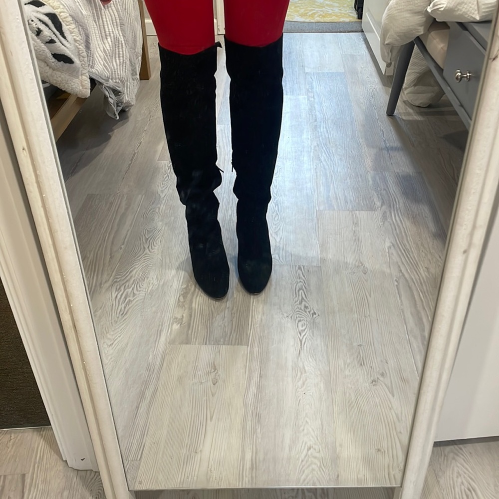 Halogen just over the knee suede boot